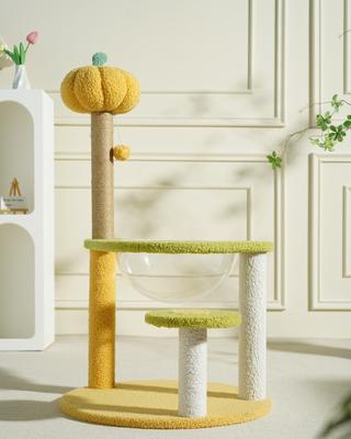 Show full view: Fairela Interactive 33.5-in Hemp Cat Tree & Condo with Perch, Bowl Bed & Scratch Posts, Yellow/Green slide 5 of 9