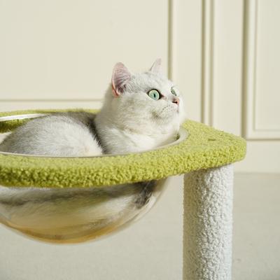 Show full view: Fairela Interactive 33.5-in Hemp Cat Tree & Condo with Perch, Bowl Bed & Scratch Posts, Yellow/Green slide 4 of 9