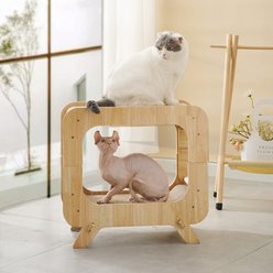 Fairela Wooden Cat Scratcher House with Dual Scratch Pads, Beige slide 2 of 5