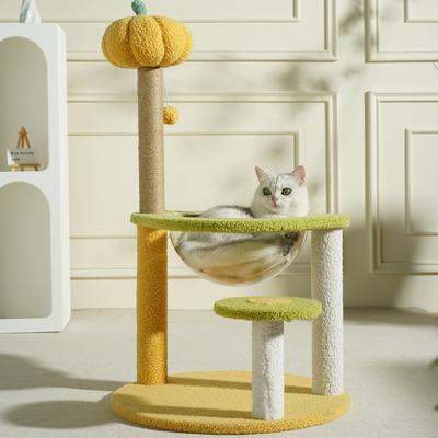 Show full view: Fairela Interactive 33.5-in Hemp Cat Tree & Condo with Perch, Bowl Bed & Scratch Posts, Yellow/Green slide 2 of 9