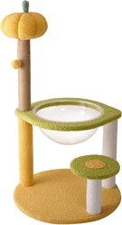 Fairela Interactive 33.5-in Hemp Cat Tree & Condo with Perch, Bowl Bed & Scratch Posts, Yellow/Green
