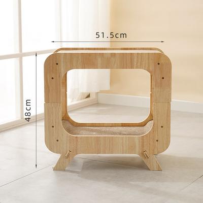 Show full view: Fairela Wooden Cat Scratcher House with Dual Scratch Pads, Beige slide 5 of 5