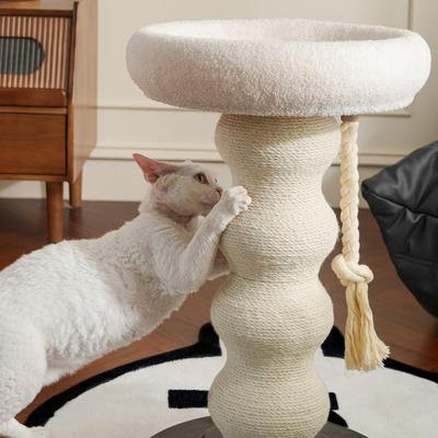 Show full view: Fairela Tall 24-in Fleece Cat Scratching Post with Padded Perch Bed, White/Black slide 6 of 9