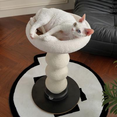 Show full view: Fairela Tall 24-in Fleece Cat Scratching Post with Padded Perch Bed, White/Black slide 8 of 9