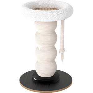 Fairela Tall 24-in Fleece Cat Scratching Post with Padded Perch Bed, White/Black