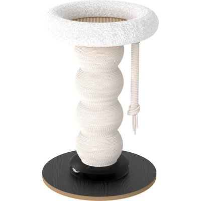 Fairela Fairela Tall 24-in Fleece Cat Scratching Post with Padded Perch Bed, White/Black