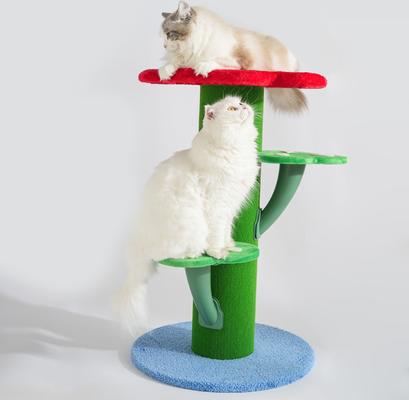 Show full view: Fairela Flower-Shaped 30-in Fleece Cat Scratching Post with Multi-Level Perches, Red/Green/Blue slide 4 of 9