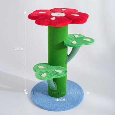 Show full view: Fairela Flower-Shaped 30-in Fleece Cat Scratching Post with Multi-Level Perches, Red/Green/Blue slide 5 of 9
