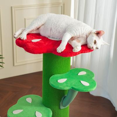 Show full view: Fairela Flower-Shaped 30-in Fleece Cat Scratching Post with Multi-Level Perches, Red/Green/Blue slide 3 of 9