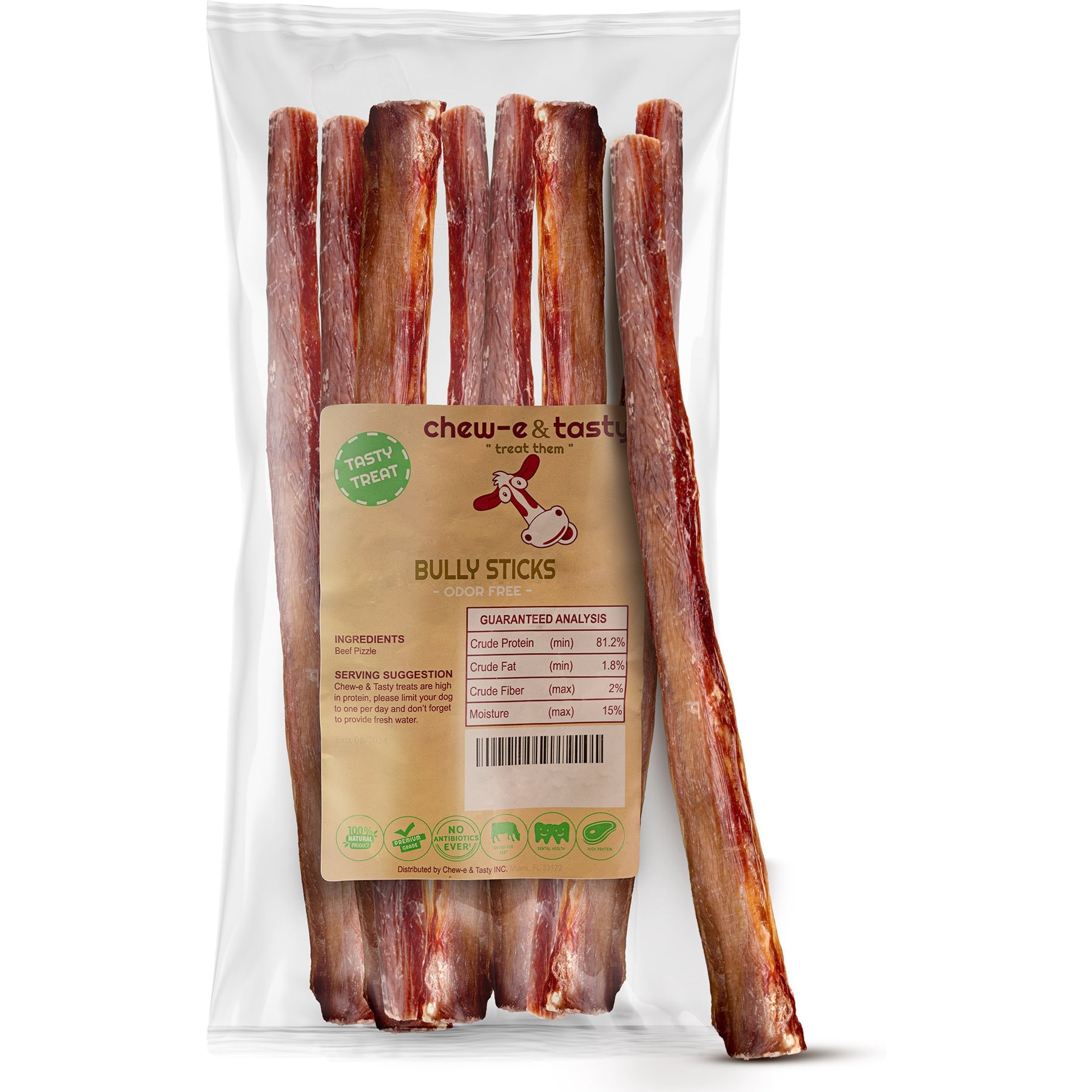 chew-e & tasty 12-inch Thick Bully Sticks Dog Treats, 5 count