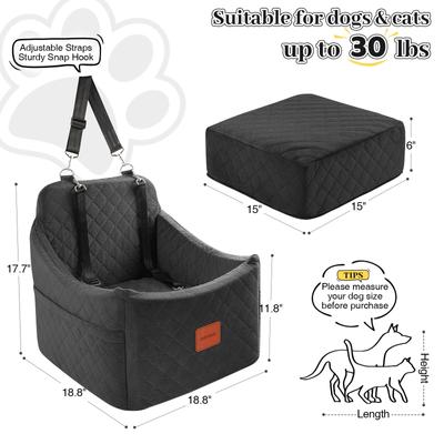 Show full view: NEEZUKAR Detachable Washable Dog Car Booster Seat, Black, 19.7x 19.4 x 12.5-in slide 3 of 7