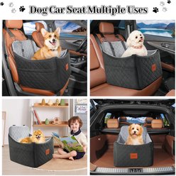 NEEZUKAR Detachable Washable Dog Car Booster Seat, Black/Grey, 19.7x 19.4 x 12.5-in slide 2 of 6