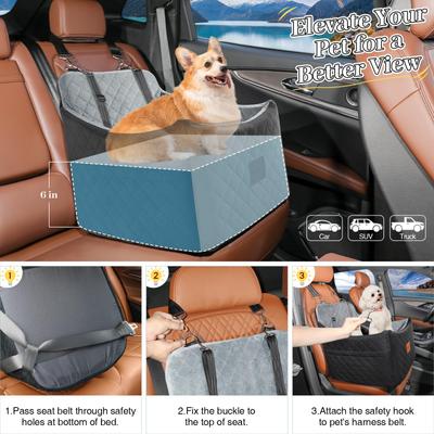 Show full view: NEEZUKAR Detachable Washable Dog Car Booster Seat, Black/Grey, 19.7x 19.4 x 12.5-in slide 4 of 7