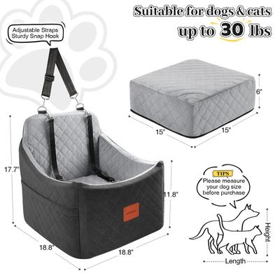 Show full view: NEEZUKAR Detachable Washable Dog Car Booster Seat, Black/Grey, 19.7x 19.4 x 12.5-in slide 3 of 7