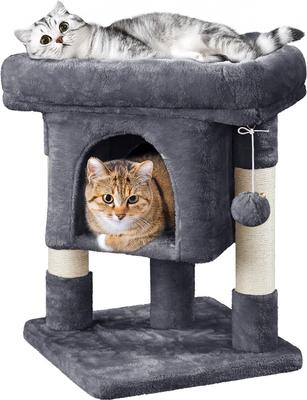 Show full view: Yaheetech 23.5-in 2-Level Cat Tree Condo, Dark Gray slide 2 of 6