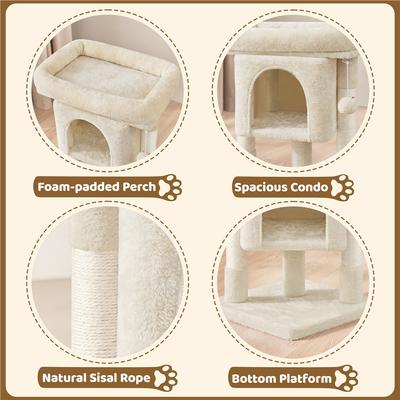 Show full view: Yaheetech 23.5-in 2-Level Cat Tree Condo, Beige slide 4 of 6