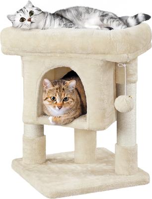 Show full view: Yaheetech 23.5-in 2-Level Cat Tree Condo, Beige slide 2 of 6