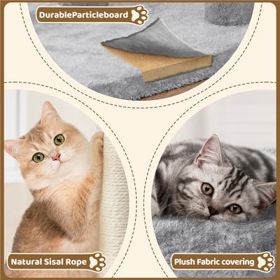 Show full view: Yaheetech 23.5-in 2-Level Cat Tree Condo, Light Gray slide 5 of 6