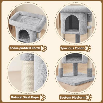 Show full view: Yaheetech 23.5-in 2-Level Cat Tree Condo, Light Gray slide 4 of 6