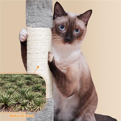 Show full view: Yaheetech 64.5-in Multi-Level Cat Tree with 2 Condos, Light Gray slide 6 of 7