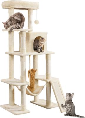 Show full view: Yaheetech 63-in Cat Tree Cat Tower with Scratching Posts, Beige slide 3 of 7