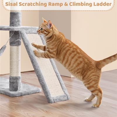 Show full view: Yaheetech 63-in Cat Tree Cat Tower with Scratching Posts, Light Gray slide 7 of 7