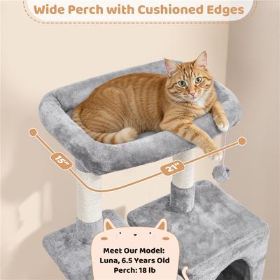 Show full view: Yaheetech 63-in Cat Tree Cat Tower with Scratching Posts, Light Gray slide 5 of 7