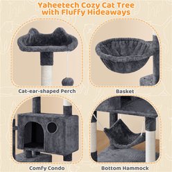 Yaheetech 64.5-in Multi-Level Cat Tree with 2 Condos, Dark Gray slide 2 of 6