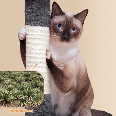 Show full view: Yaheetech 64.5-in Multi-Level Cat Tree with 2 Condos, Dark Gray slide 6 of 7