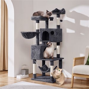 Yaheetech 64.5-in Multi-Level Cat Tree with 2 Condos, Dark Gray