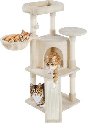 Show full view: Yaheetech 42-in Plush Cat Tree with Perch & Condo, Beige slide 3 of 6