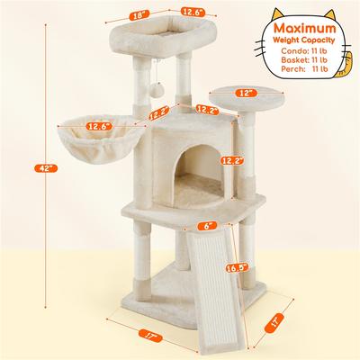 Show full view: Yaheetech Professional 42-in Cat Tree, Beige slide 4 of 12