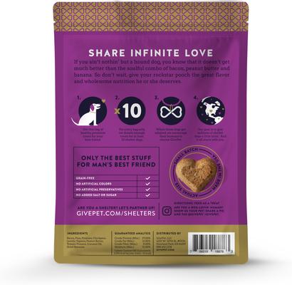 Show full view: GivePet Doghouse Rock Grain-Free Bacon, Peanut Butter & Banana Flavored Crunchy Dog Treats, 11-oz bag slide 3 of 3