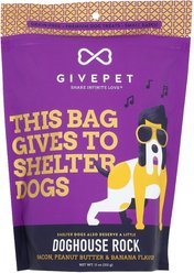 GivePet Doghouse Rock Grain-Free Bacon, Peanut Butter & Banana Flavored Crunchy Dog Treats, 11-oz bag