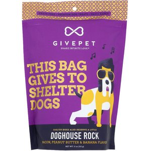 GivePet Doghouse Rock Grain-Free Bacon, Peanut Butter & Banana Flavored Crunchy Dog Treats, 11-oz bag