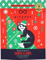 GivePet Santa Claws High Protein Chicken Freeze-Dried Cat Treats, 1.25-oz bag