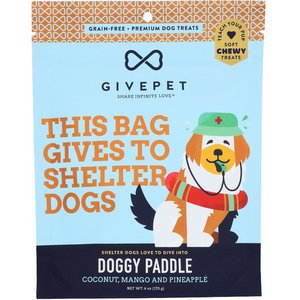 GivePet Doggy Paddle Coconut, Mango & Pineapple Grain-Free Soft & Chewy Dog Treats, 6-oz bag