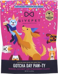 GivePet Gotcha Day Paw-ty Banana Human Grade Soft & Chewy Dog Treats, 6-oz bag