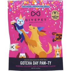 GivePet Gotcha Day Paw-ty Banana Human Grade Soft & Chewy Dog Treats, 6-oz bag