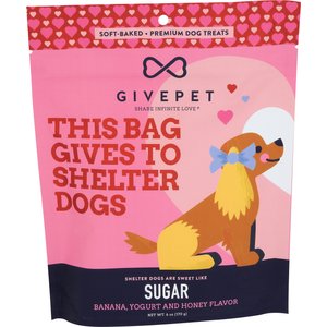 GivePet Sugar Banana Human Grade Soft & Chewy Dog Treats, 6-oz bag