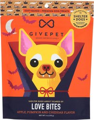 GivePet Love Bites Apple, Pumpkin & Cheddar Cheese Flavored Human Grade Soft & Chewy Dog Treats, 6-oz bag