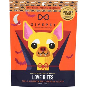 GivePet Love Bites Apple, Pumpkin & Cheddar Cheese Flavored Human Grade Soft & Chewy Dog Treats, 6-oz bag