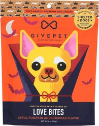 GivePet Love Bites Apple, Pumpkin & Cheddar Cheese Flavored Human Grade Soft & Chewy Dog Treats, 6-oz b...