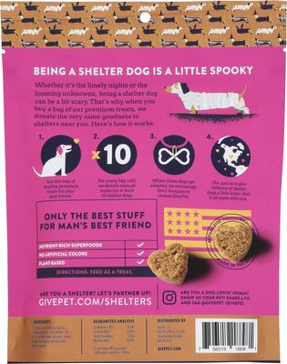 Show full view: GivePet Howl-O-Ween Pumpkin, Peanut Butter & Honey Flavored Human Grade Soft & Chewy Dog Treats, 6-oz bag slide 3 of 3