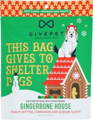 GivePet Gingerbone House Peanut Butter, Banana & Carob Plant Based Soft & Chewy Dog Treats, 6-oz bag