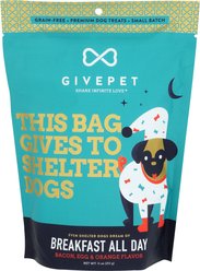 GivePet Breakfast All Day Grain-Free Bacon, Egg & Orange Flavored Crunchy Dog Treats, 11-oz bag