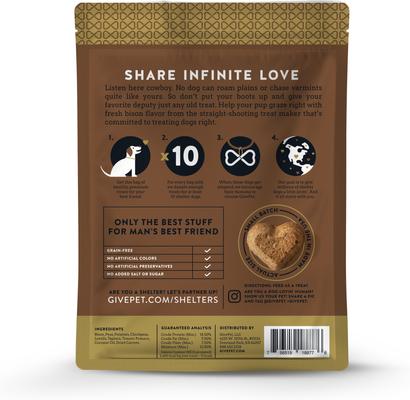 Show full view: GivePet Ranch Hand Grain-Free Bison, Potato & Carrot Flavored Crunchy Dog Treats, 11-oz bag slide 3 of 3