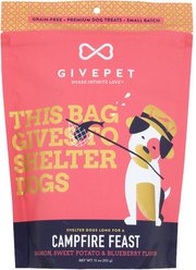GivePet Campfire Feast Grain-Free Salmon, Sweet Potato & Blueberry Flavored Crunchy Dog Treats, 11-oz bag