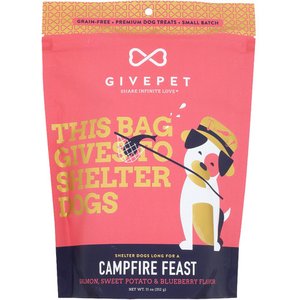 GivePet Campfire Feast Grain-Free Salmon, Sweet Potato & Blueberry Flavored Crunchy Dog Treats, 11-oz bag
