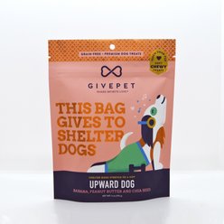 GivePet Upward Dog Banana, Peanut Butter & Chia Seeds Grain-Free Soft & Chewy Dog Treats, 6-oz bag